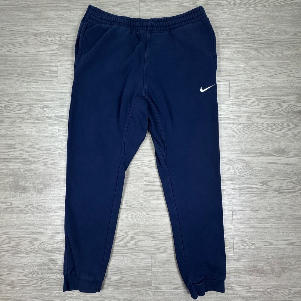 Nike Mens Pants Sportswear Club Fleece Joggers Navy Blue Large Embroidered Logo